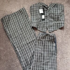Fashion Nova Black and White Plaid Set